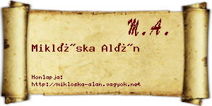 Miklóska Alán névjegykártya